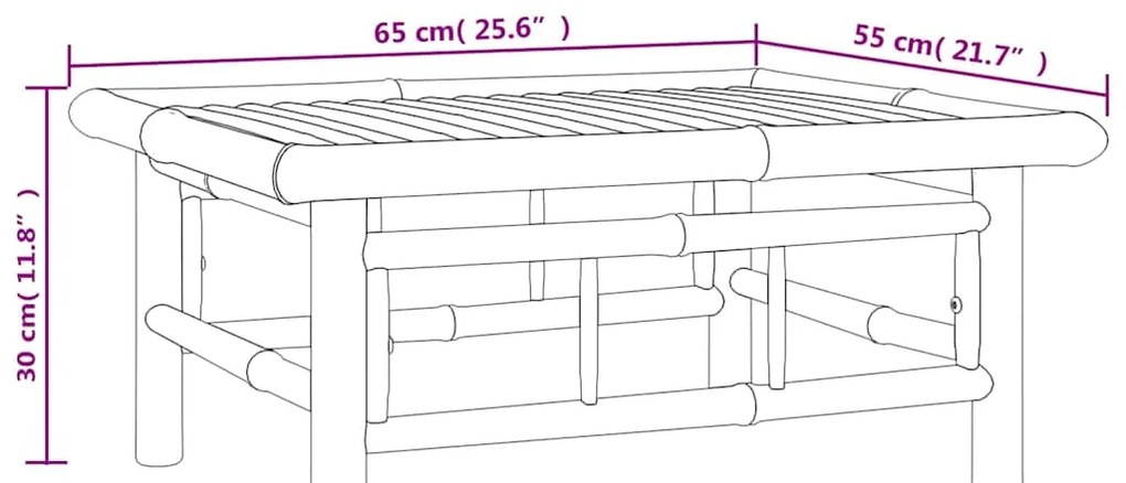 Mesa de jardim 65x55x30 cm bambu