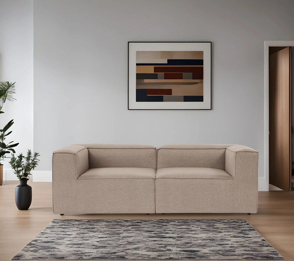Sofá de 2 Lugares Fora – Castanho – 214x66x105 cm