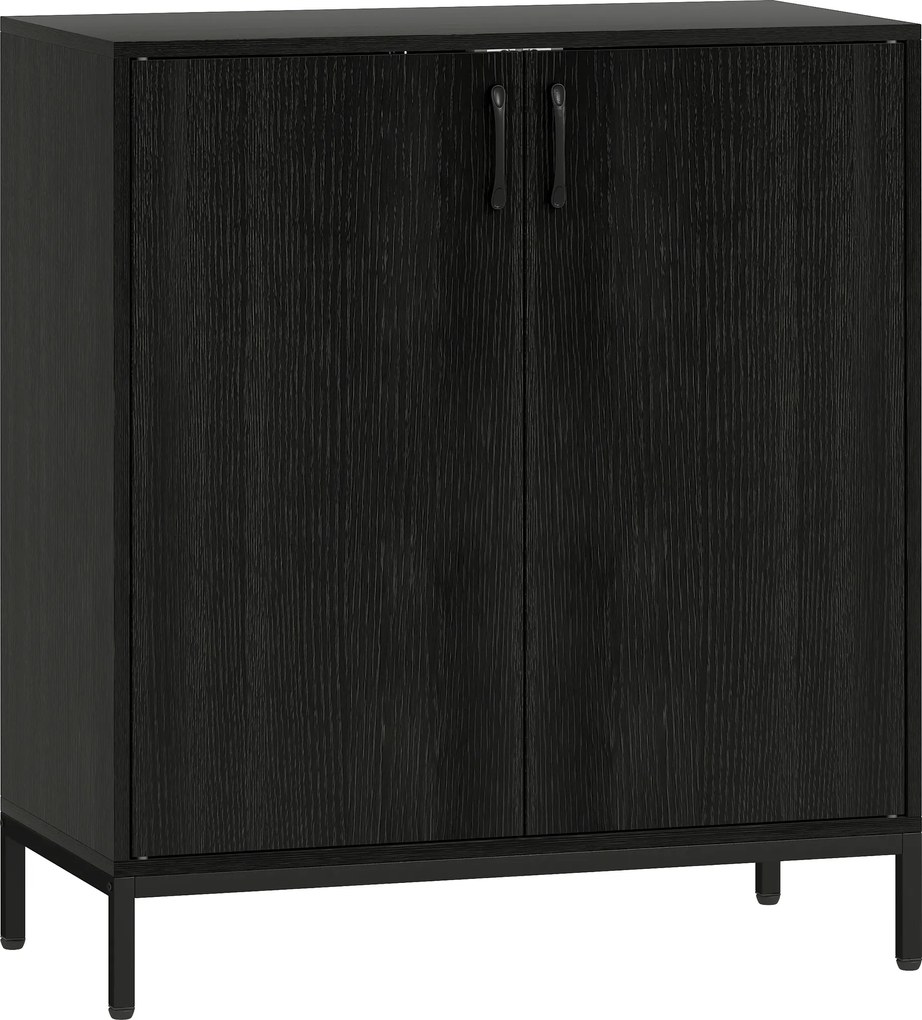 HOMCOM Aparador para Sala de Estar Moderno com Prateleira Ajustável e Base Elevada 80x40x90 cm Preto | Aosom Portugal