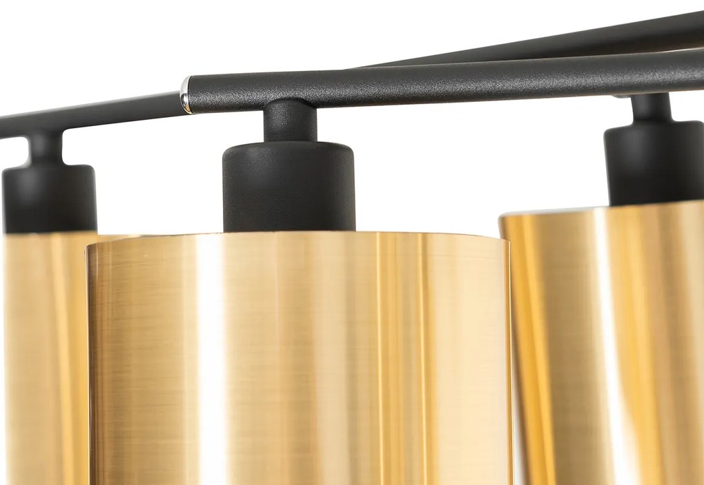 Candeeiro de teto moderno preto com dourado 6 luzes - Lofty Moderno