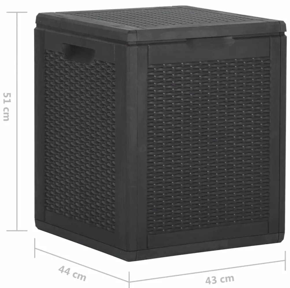 Caixa de arrumação para jardim 90 L vime PP preto