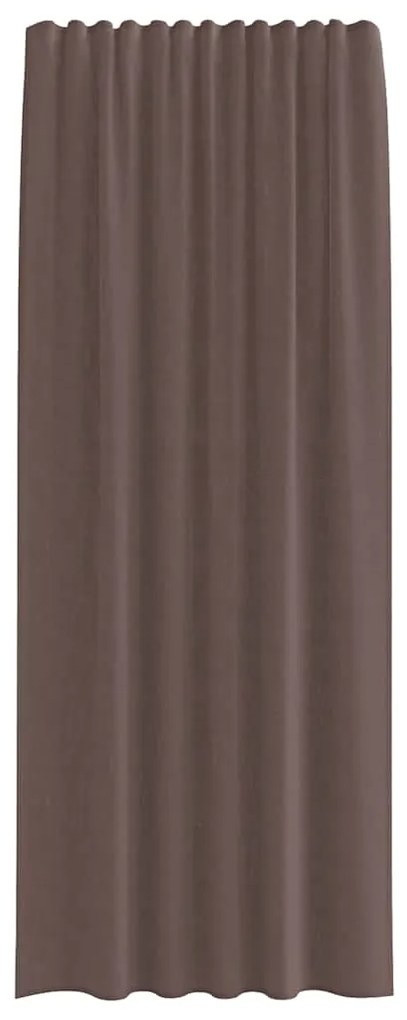 Cortinas de voile com bolsos para varão 2 pcs castanho