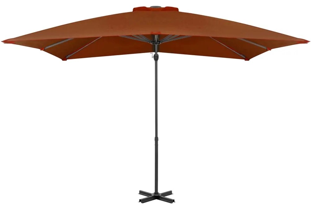 Guarda-sol de jardim cantilever c/ poste de alumínio terracotta