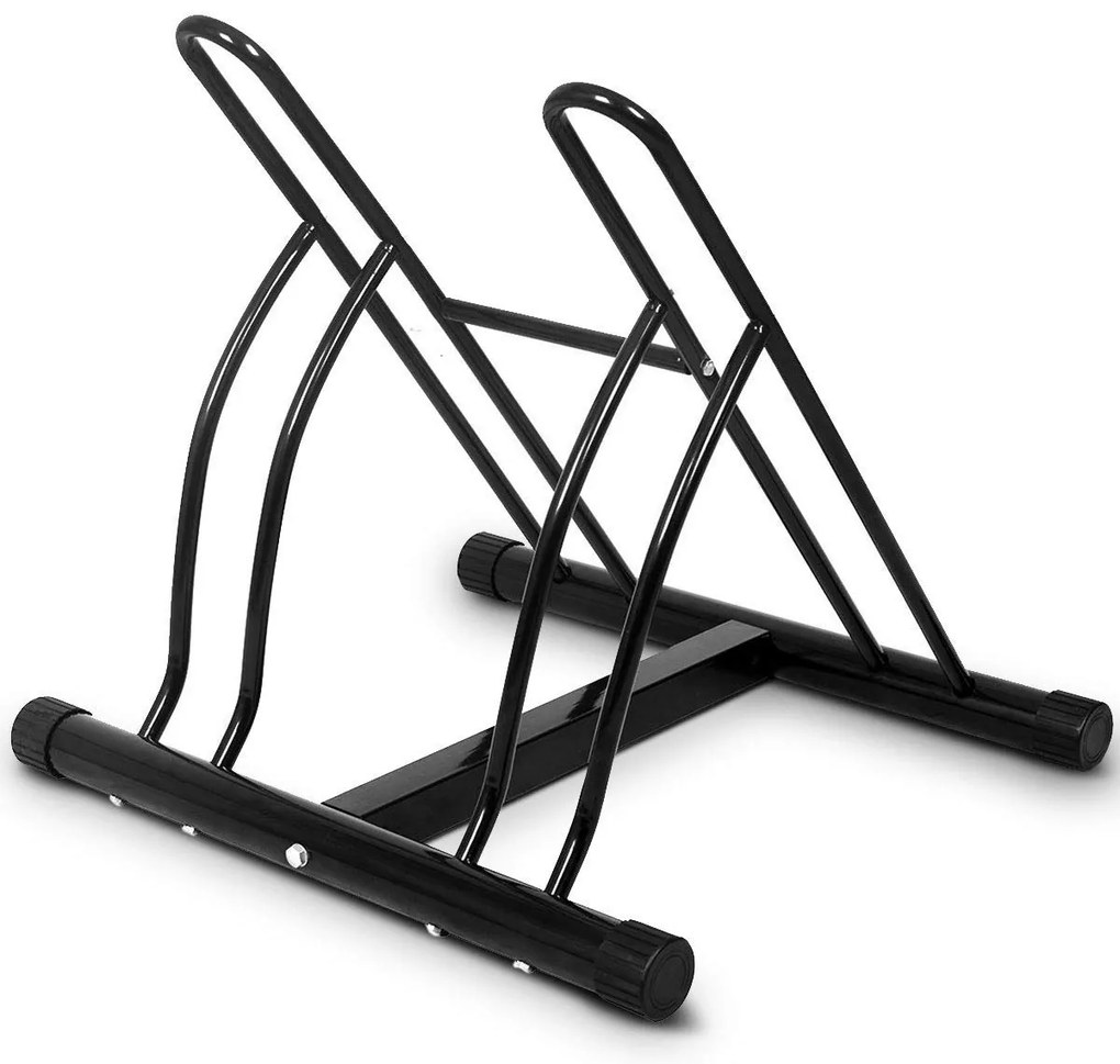 Suporte de bicicleta 2 lugares de chão de aço ou parede exterior 61,4x54x57,5cm Preto