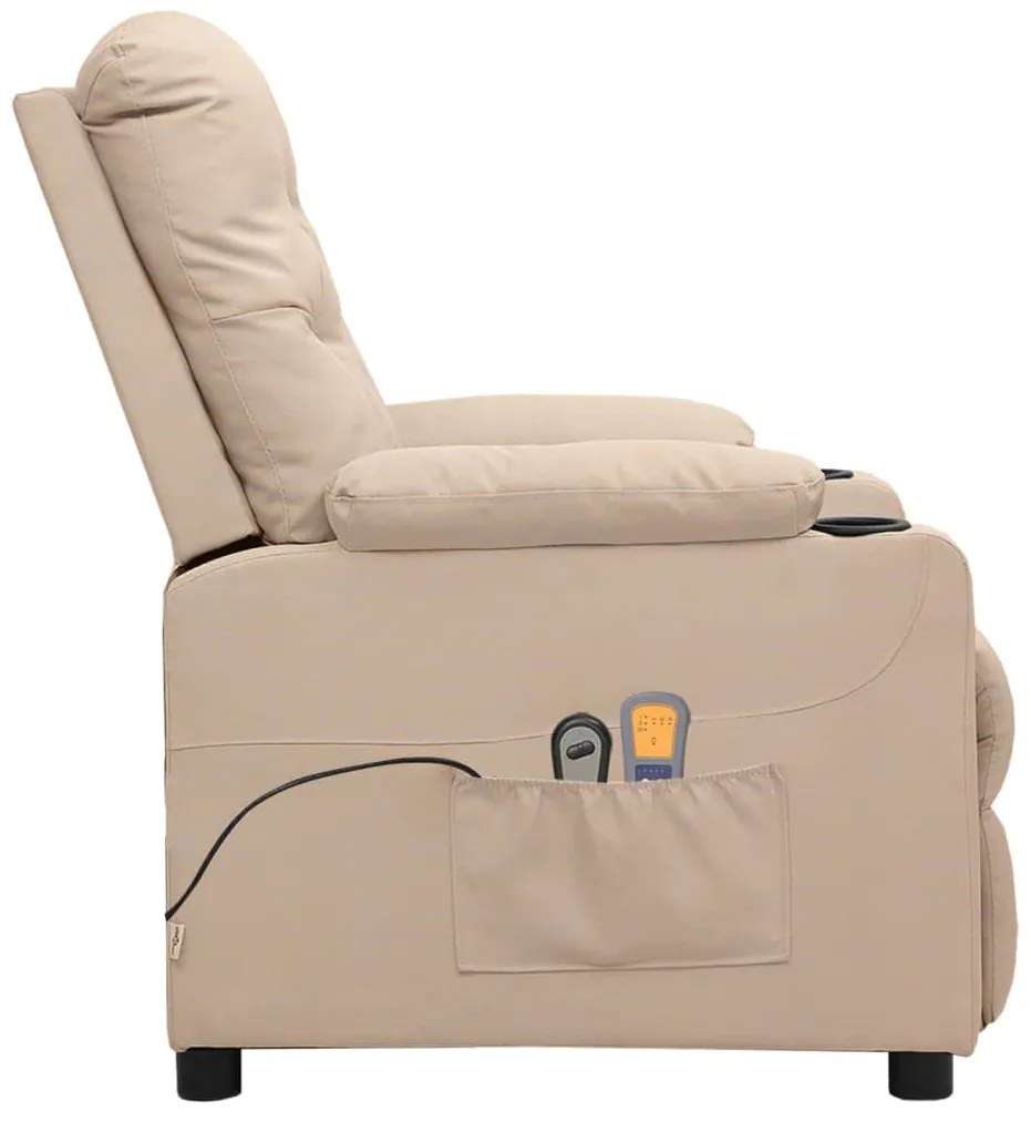 Poltrona elevatória de massagens elétrica tecido creme