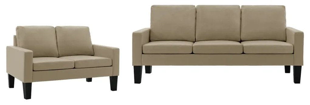 3056682 vidaXL 2 pcs conjunto de sofás couro artificial cappuccino