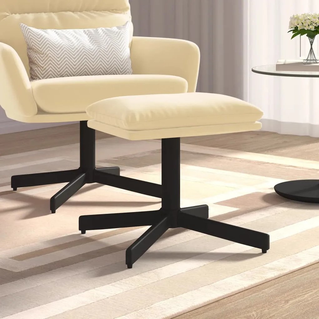 341635 vidaXL Apoio de pés 60x60x36 cm veludo branco nata