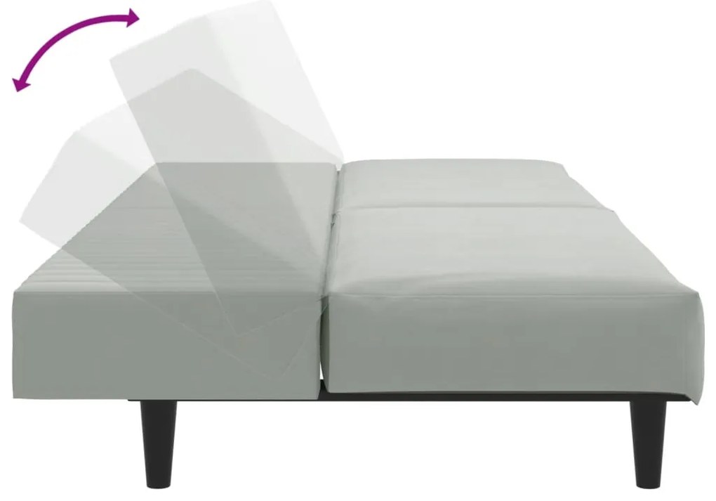 2 pcs conjunto de sofás veludo cinzento-claro