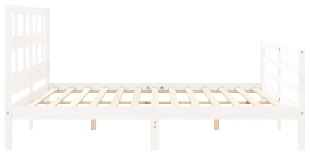 Estrutura de cama com cabeceira 200x200cm madeira maciça branco