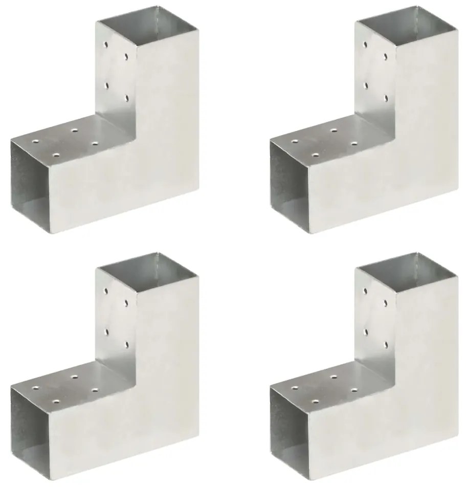 vidaXL Bases para poste em forma de L 4 pcs 71x71 mm metal galvanizado