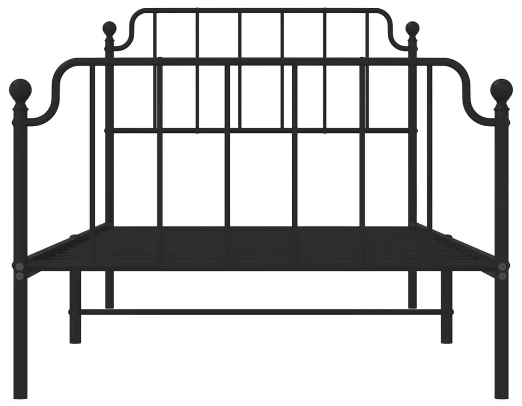 Estrutura de cama com cabeceira e pés 100x190 cm metal preto