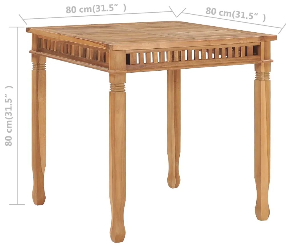 Mesa de jantar para jardim 80x80x80 cm madeira de teca maciça
