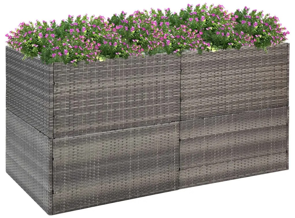 vidaXL Vaso/floreira de jardim 157x80x80 cm vime PE cinzento