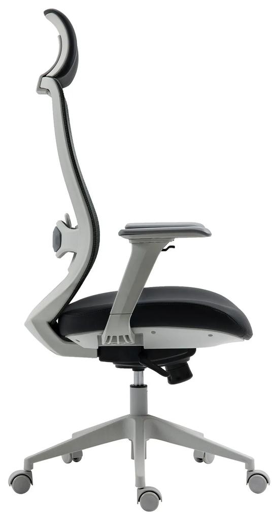 Cadeira de escritório ARANJUEZ, alto, cinza, ergonômico, multifuncional, rede e assento preto
