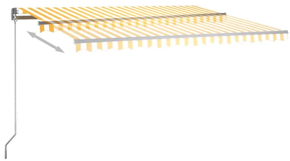 Toldo automático LED e sensor de vento 450x350cm amarelo/branco