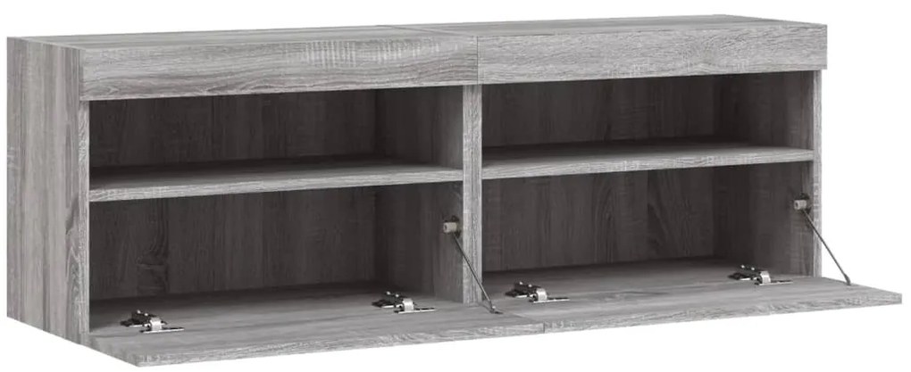 Móveis de parede para TV com luzes LED 2 pcs cinzento sonoma
