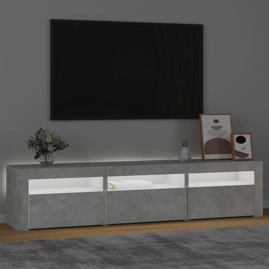 Móvel de TV com luzes LED 180x35x40 cm cinza sonoma