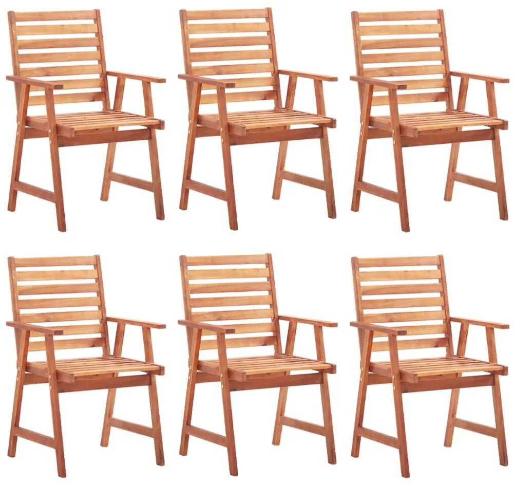 Cadeiras de jantar p/ jardim 6 pcs c/ almofadões acácia maciça