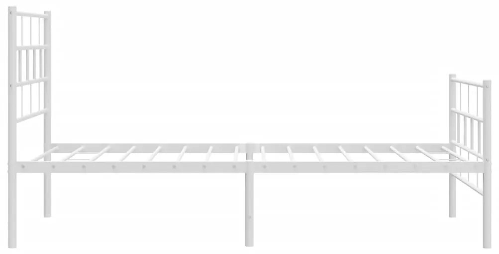 Estrutura de cama com cabeceira e pés 90x190 cm metal branco