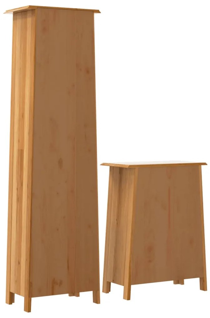 2 pcs conjunto móveis p/ casa de banho madeira de pinho maciça