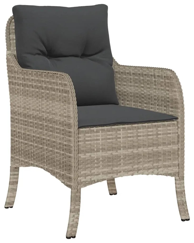 3 pcs conjunto de jantar p/ jardim c/ almofadões cinzento claro