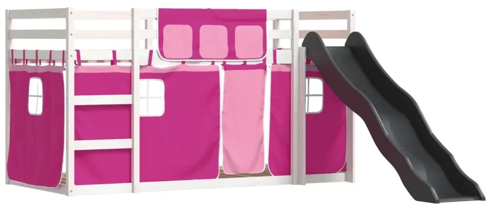 Beliche com escorrega e cortinas 90x190 cm rosa