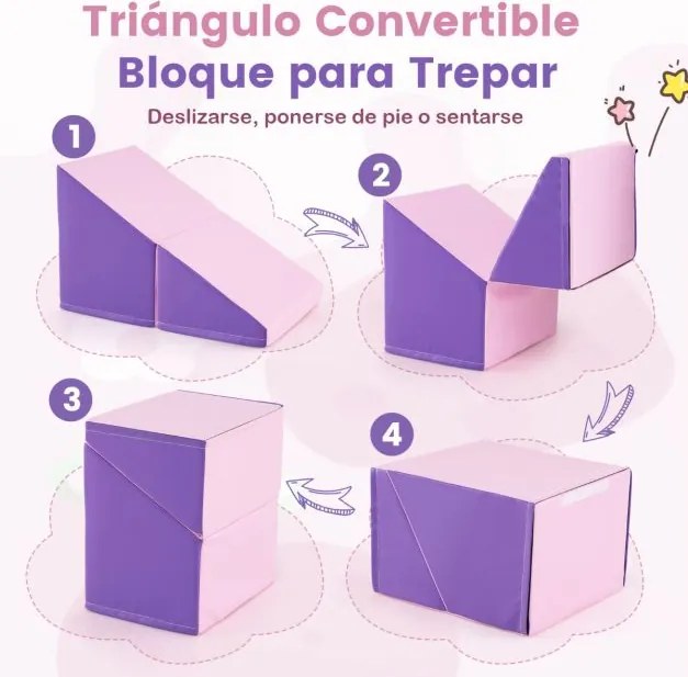 Blocos de escalada de espuma para crianças macios com 6 peças para actividades de escalada e gatinhar com rampa de túnel Azul