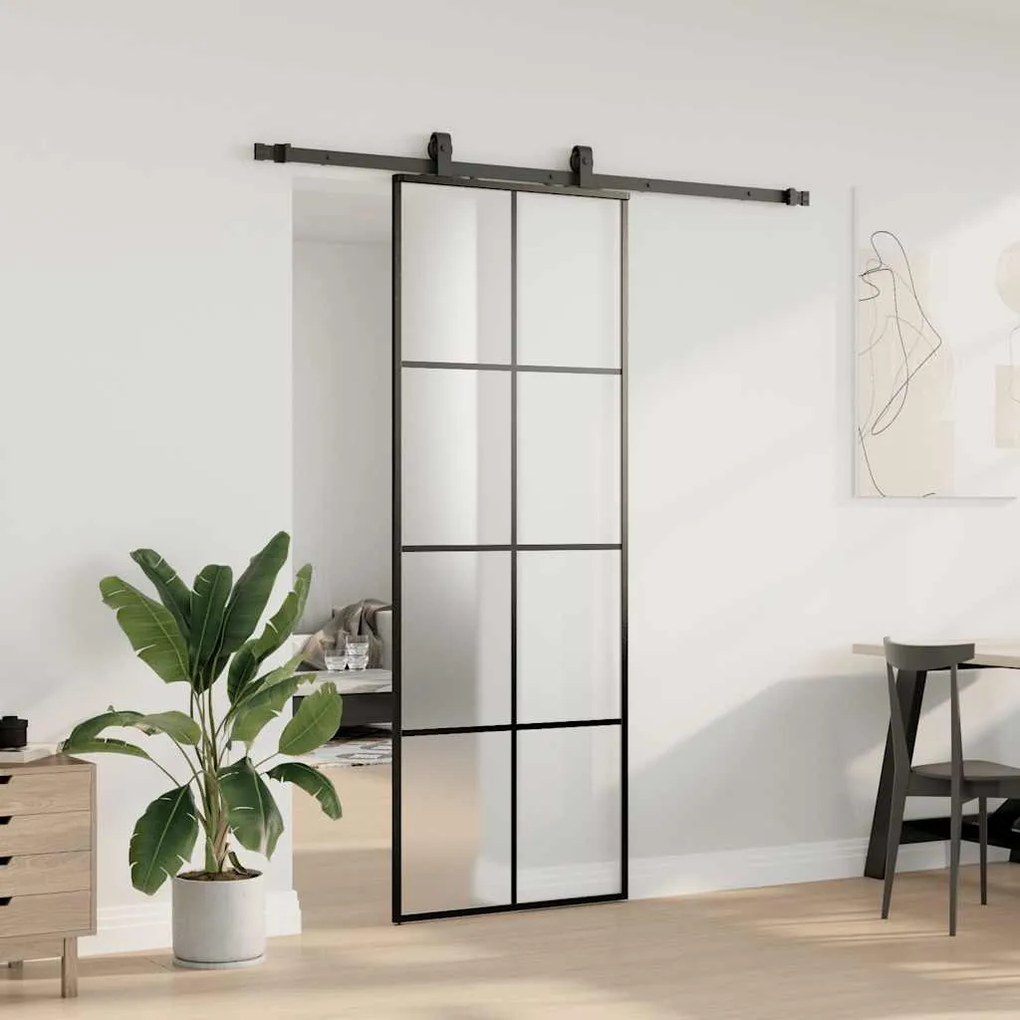 Porta deslizante c/ conj. ferragens 76x205cm vidro ESG preto