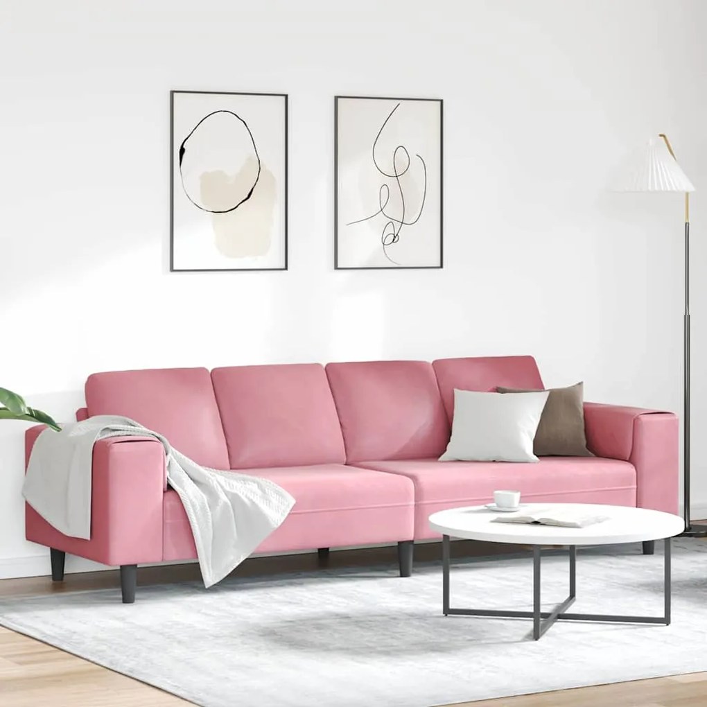 vidaXL Sofá de Sala de Estar Rosa 250 x 77 x 76 cm