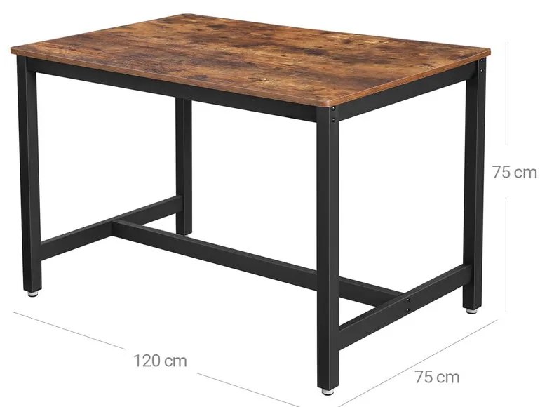 Mesa de cozinha 4 pessoas 120 x 75 x 75 cm design industrial Castanho Vintage escuro