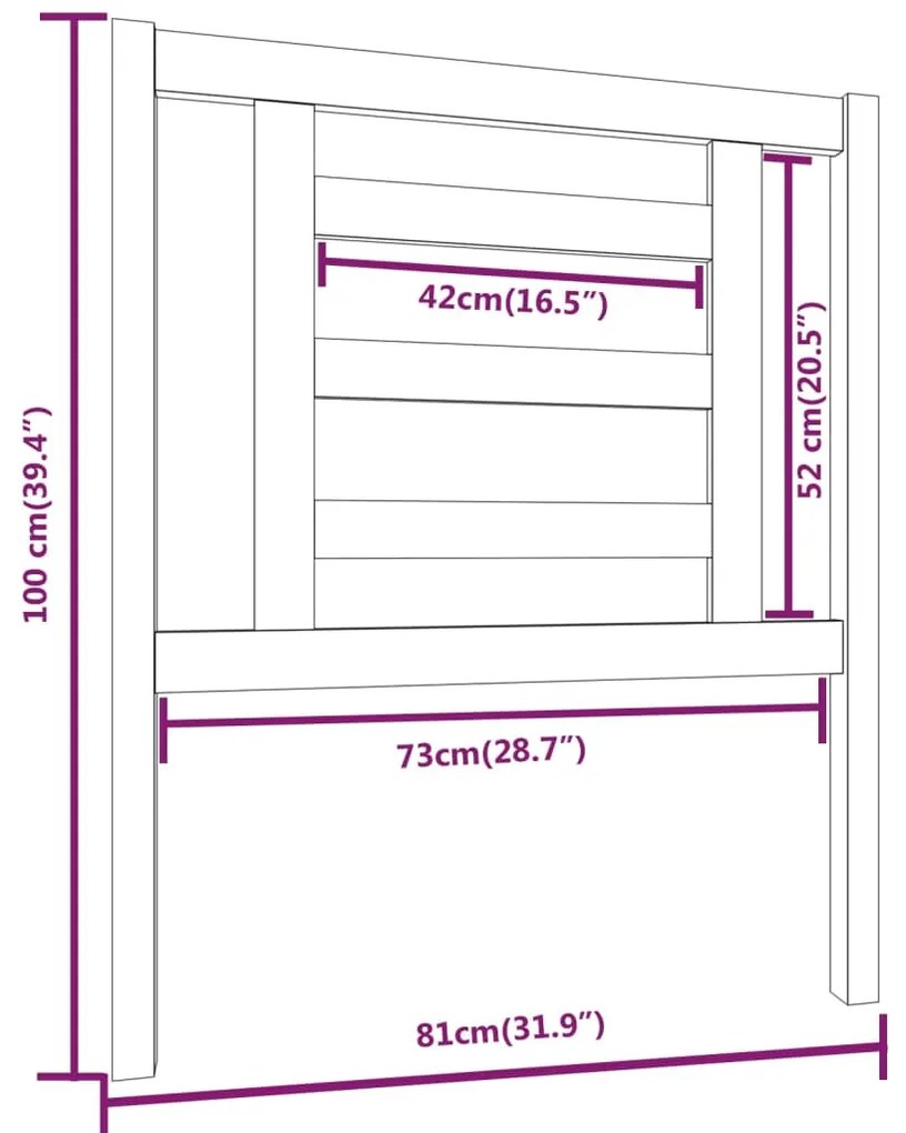 Cabeceira de cama 81x4x100 cm pinho maciço preto