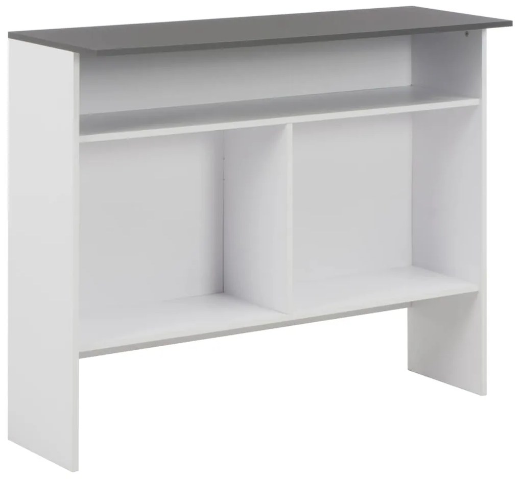 Mesa de bar com 2 tampos 130x40x120 cm branco e cinzento