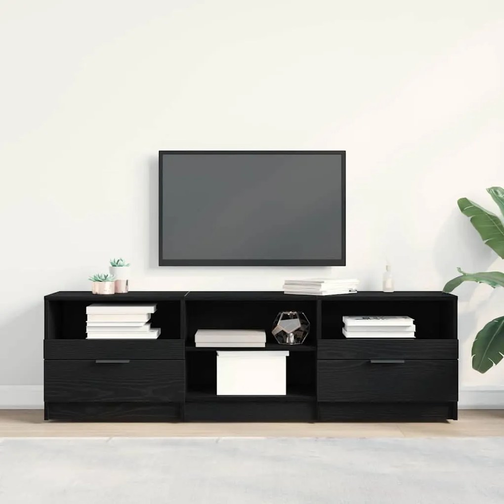 Estante para TV Carvalho Preto 150x33,5x45 cm Madeira Revestida