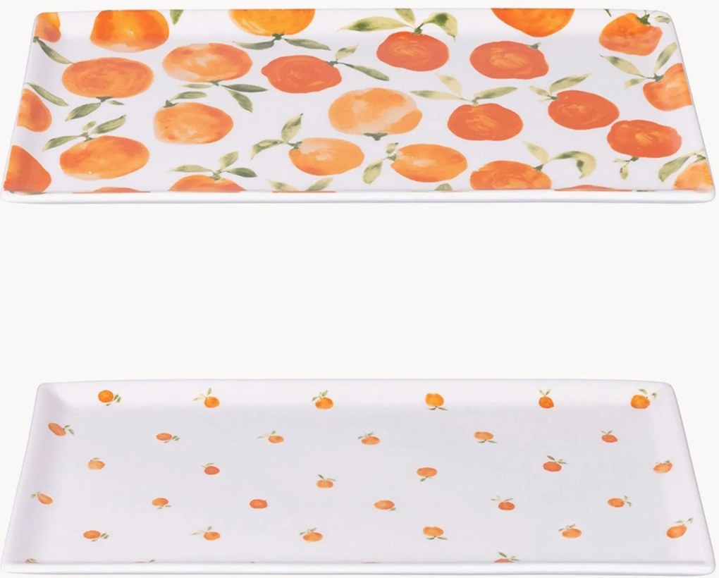 Pratos retangulares sortidos Fruit Life, conjunto de 4