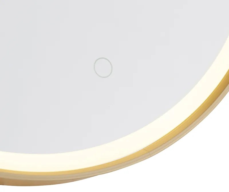 Espelho de banheiro redondo dourado 50 cm incl. LED com dimmer de toque - Miral Moderno