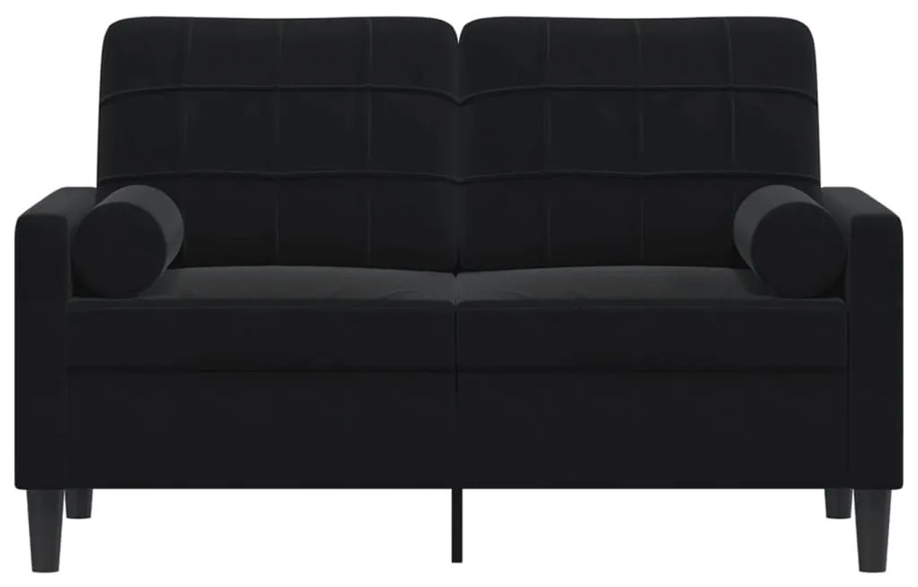 Sofá 2 lugares c/ almofadas decorativas 120 cm veludo preto