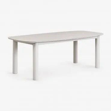 Mesa De Jantar Retangular Extensível Em Cerâmica E Alumínio 220-280x100 Cm Zinti Crema - Sklum