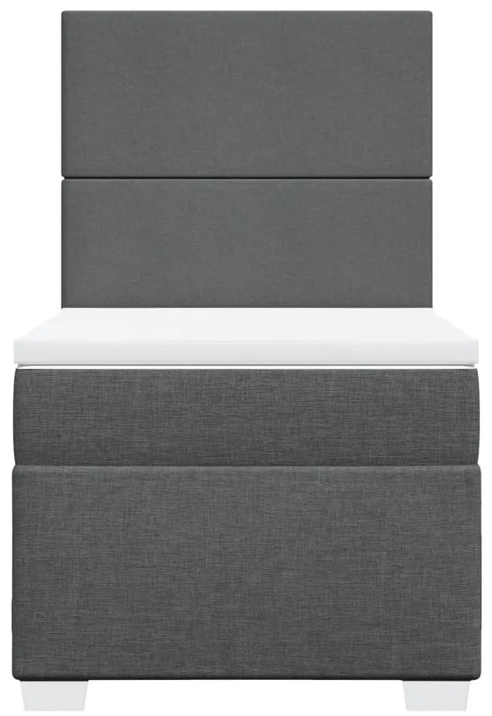 Cama com molas/colchão 90x190 cm tecido cinza-escuro