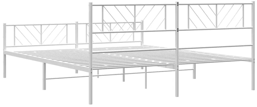Estrutura de cama com cabeceira e pés 193x203 cm metal branco