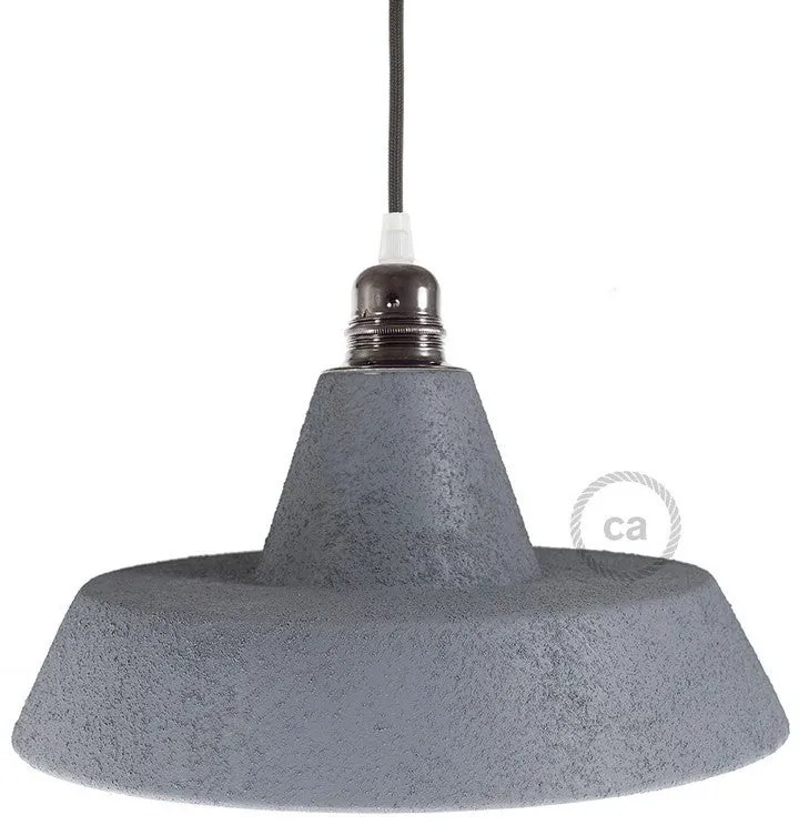 Abajur industrial de cerâmica para suspensão - Fabricado na Itália - Efeito cimento - Branco