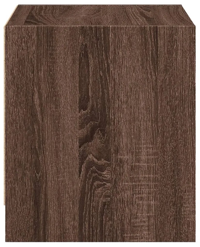 Mesas cabeceira portas vidro 2 pcs 35x37x42cm carvalho castanho