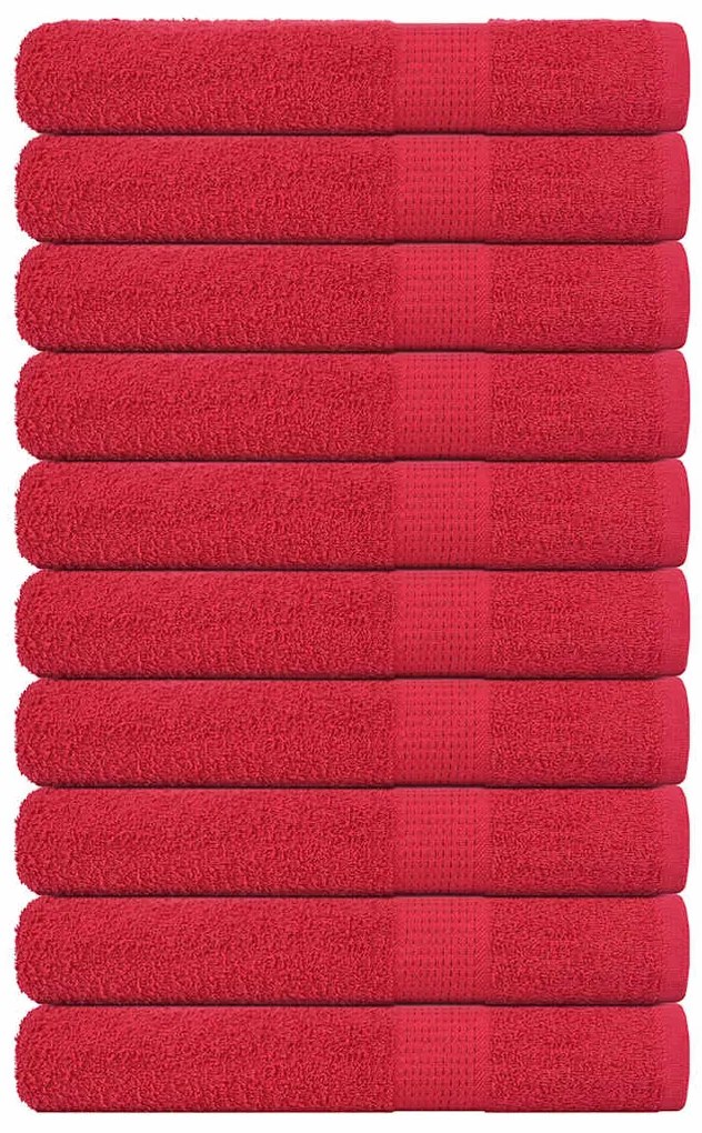 vidaXL Toalhas FROGN 10 pcs 100x200 cm 360 g/m² vermelho