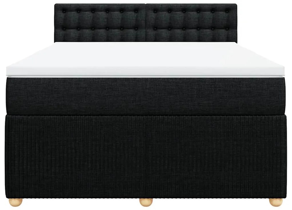 Cama com molas/colchão 140x200 cm tecido preto