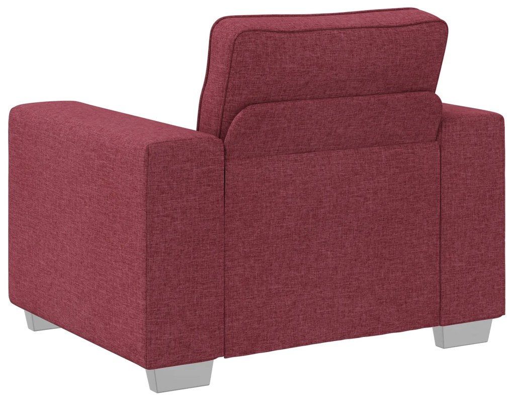 Conjunto de Sofá de 3 Peças com Almofadas Vermelhas Vinho