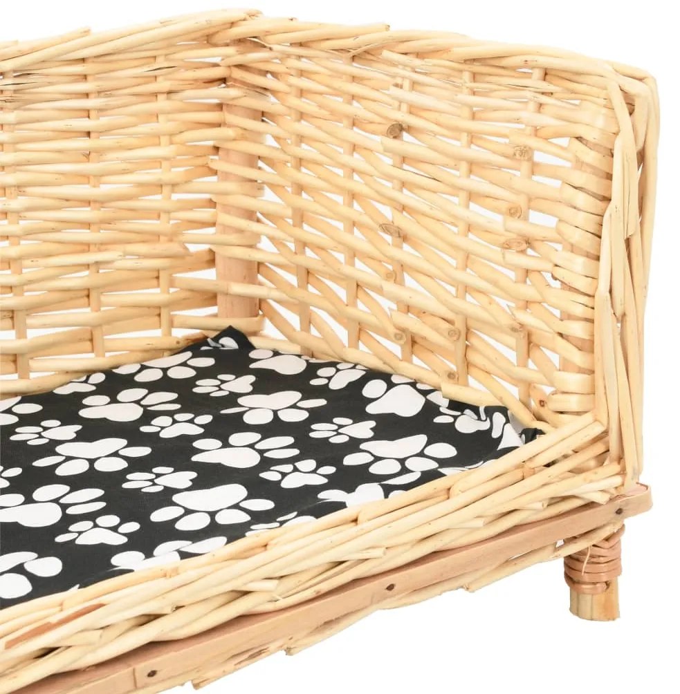 Cesto para cães com almofadão 50x33x30 cm salgueiro genuíno