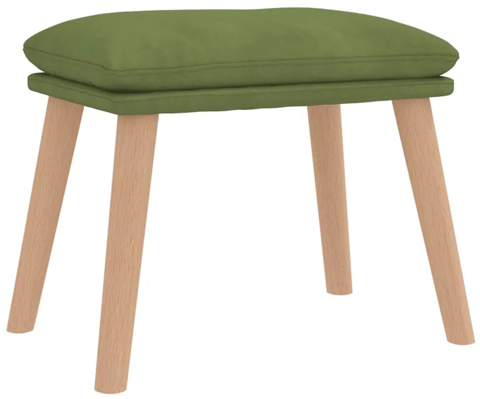 Cadeira de descanso com banco veludo verde-claro