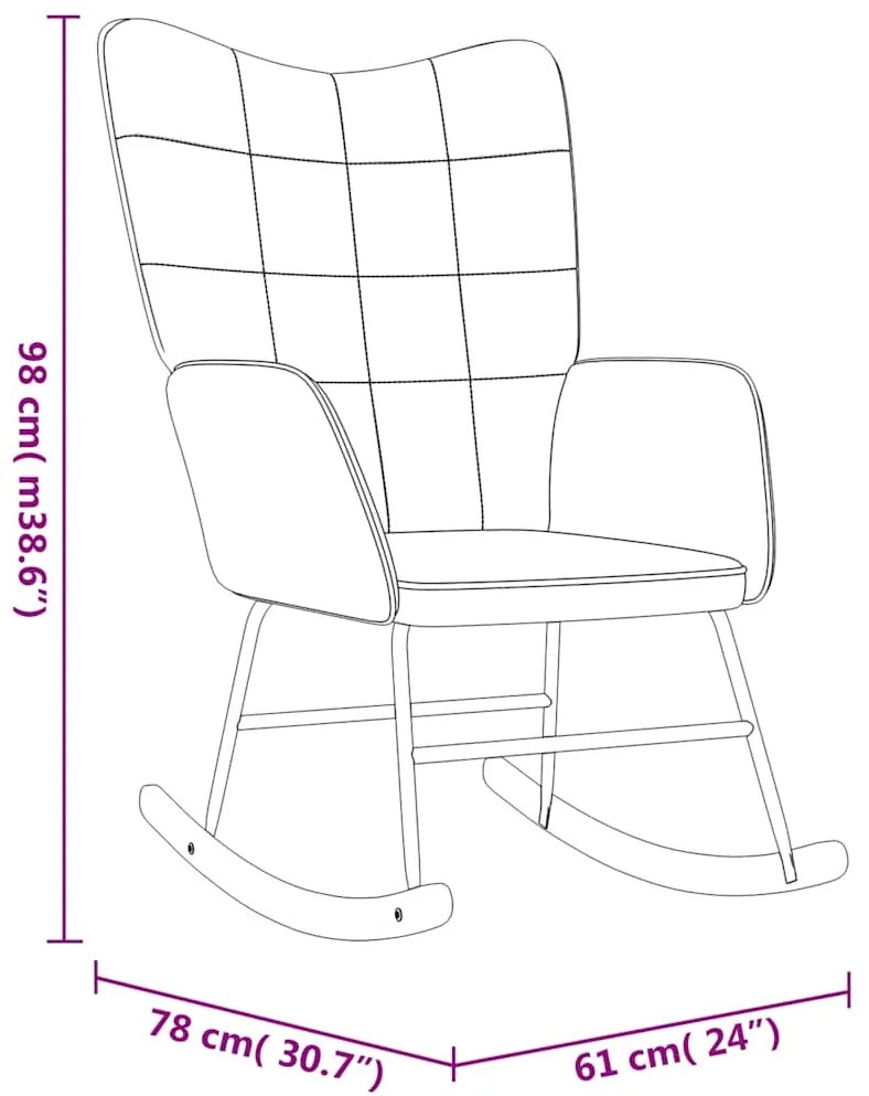 Cadeira de baloiço PVC e veludo cinzento-claro