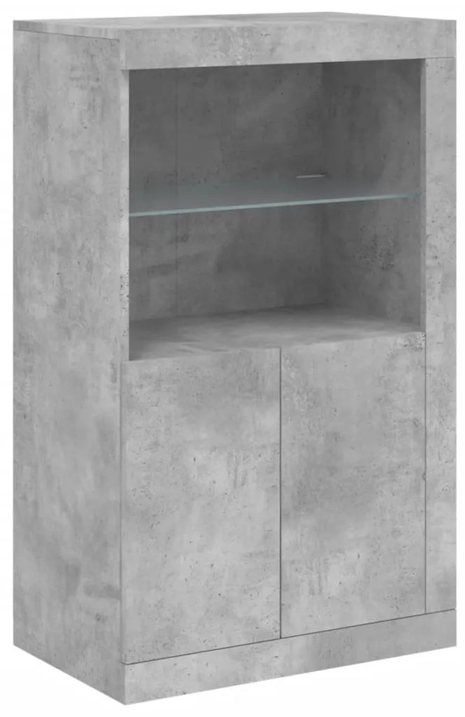 Aparador com luzes LED 202x37x100 cm cinzento cimento