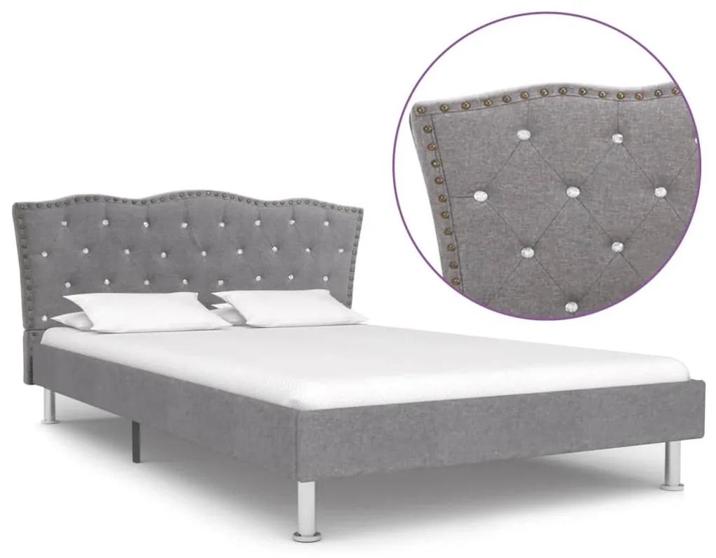 Estrutura de cama em tecido 120x200 cm cinzento-claro