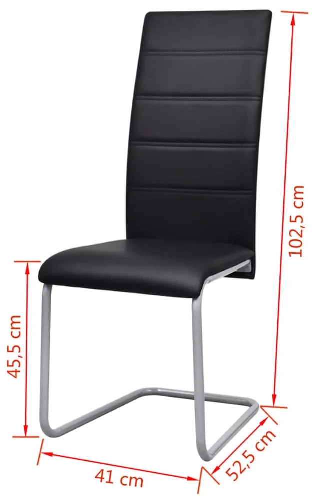 Cadeiras de jantar cantilever 2 pcs couro artificial preto